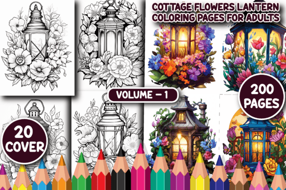 200 Cottage Flowers Lantern Color Pages: Your Digital Retreat
