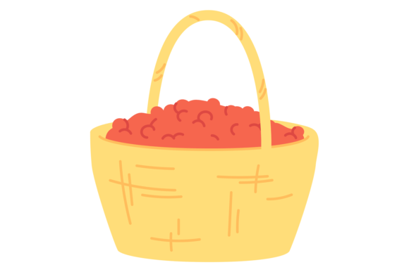 Berry Basket Color Icon: Fresh Sweet Cherry Design Asset