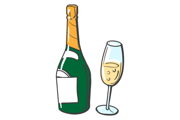 Champagne Color Drawing: Elegant Sparkling Wine Design Assets