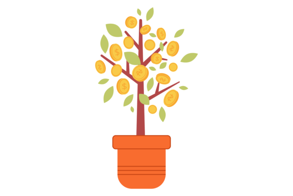 Finance Growth Color Icon: Visualizing Prosperity with Money Coins O