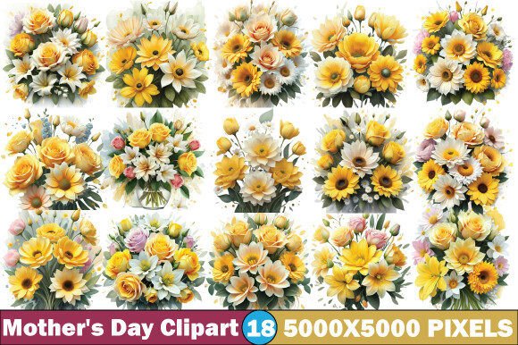 Mothers Day Yellow Flowers Watercolour C: A Fresh Creative Asset