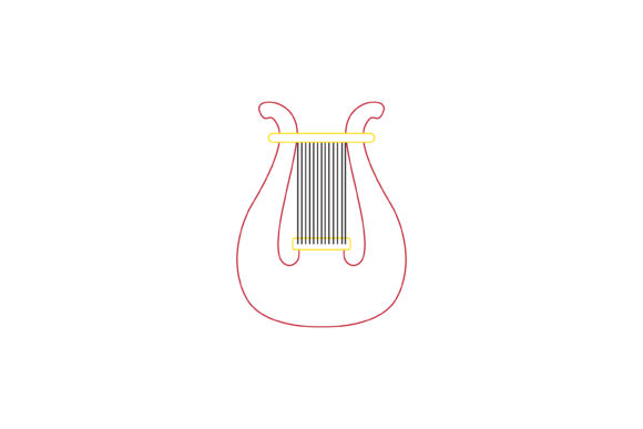 Music Instrument Lyra Color Line Icon: A Designer's Asset
