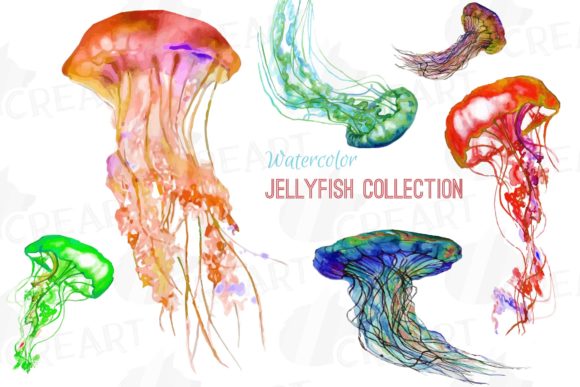 Watercolour Jellyfish Printable Cliparts for Creative Projects