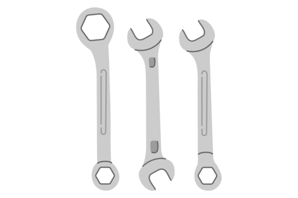 Wrench Set: Different Spanner Color Icons for Modern Design